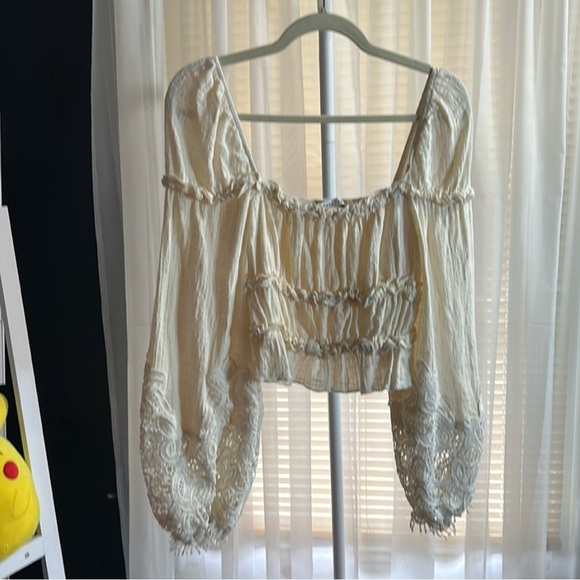 HYFVE Tops - Gorgeous Cream Lace Trimmed Women's Top